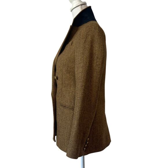 J.Crew Bristol Double Breasted Wool Herringbone Blazer Jacket Brown Size 00 - Picture 5 of 8